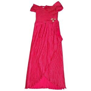 Vintage 1980s George F Couture Hot Pink Sleeveless Formal Designer Dress Size 12